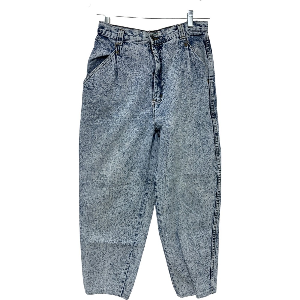 Vtg Acid Wash 10 Jeans High Waist Tapered Leg Denim‎ Pants Momcore 100% Cotton